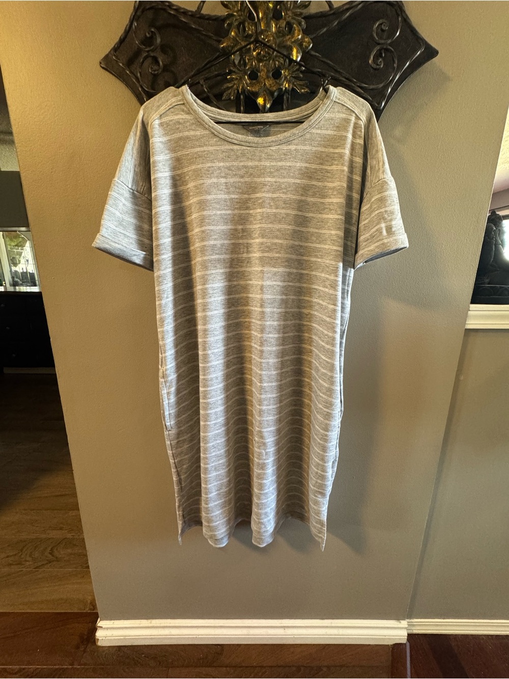 Women’s Gray Striped Shirt Dress